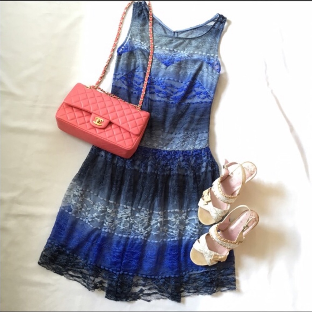 Betsey Johnson Blue Lace Mini Dress